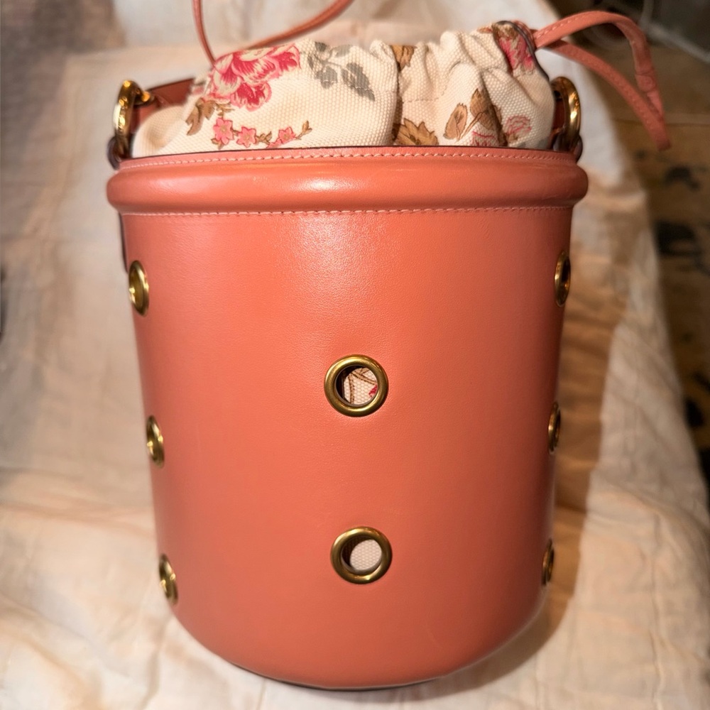 Coach Bucket Bag with Floral Drawstring